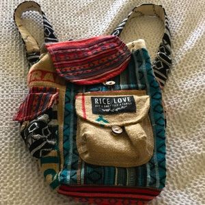 Rice love backpack style purse